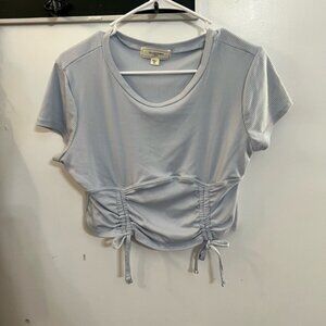 SHEIN Light Blue Ruched Crop Top